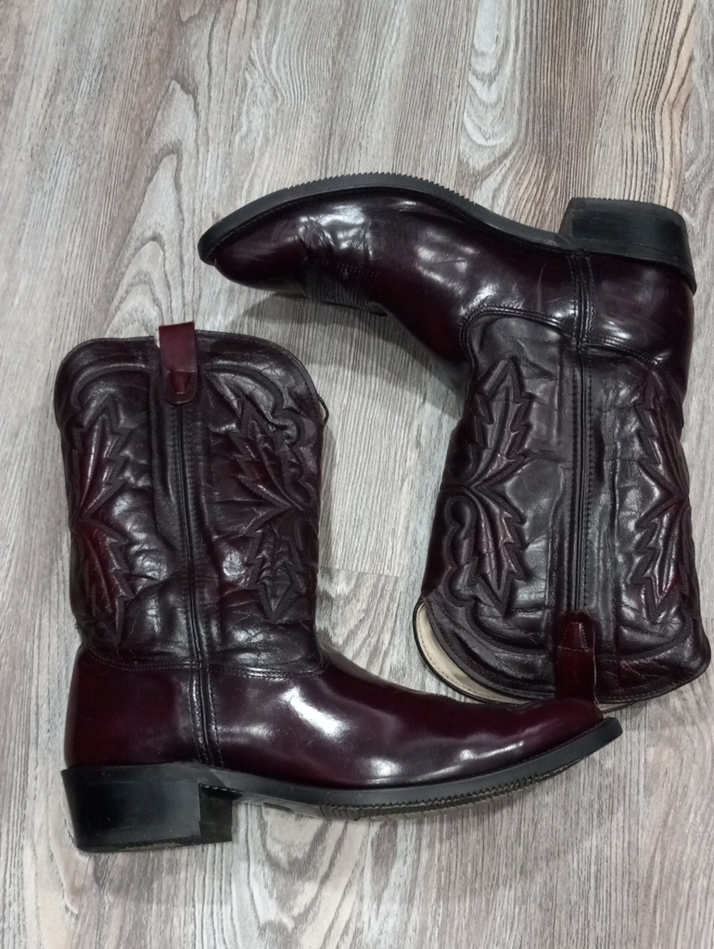 Sierra Men's Burgundy Leather Western Boots